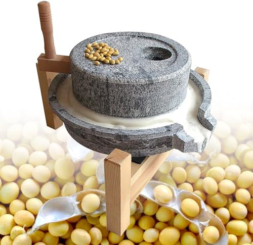 Manuale Mulino A Pietra Per Cereali,Mulino A Mano Per Cereali Da Cucina Per La Casa,Con Cornice In Legno,Per Grano,Fagioli E Orzo,Macina A Secco E Umido(20cm/7.9in)