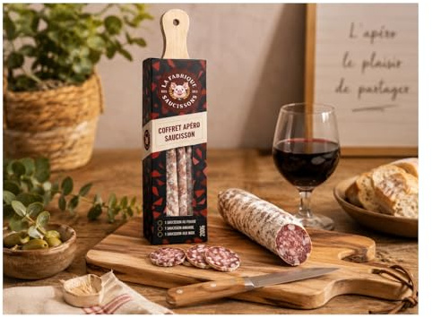 Master Box Coffret Apéro Artisanal : Saucisson, Planche & Couteau