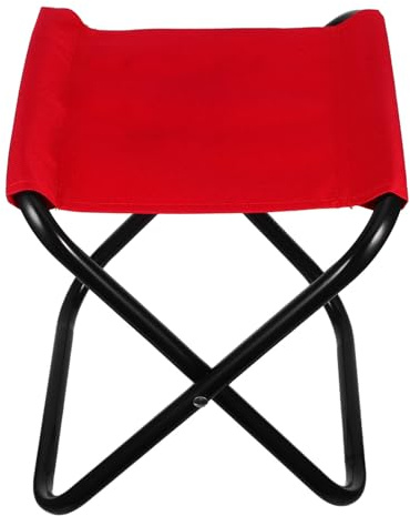 DEEPCRAFF Sgabello Pieghevole Portatile Rosso in Acciaio e Tessuto Resistente All'usura con Buona Capacità di Carico per Attività All'aperto e Utilizzo Domestico