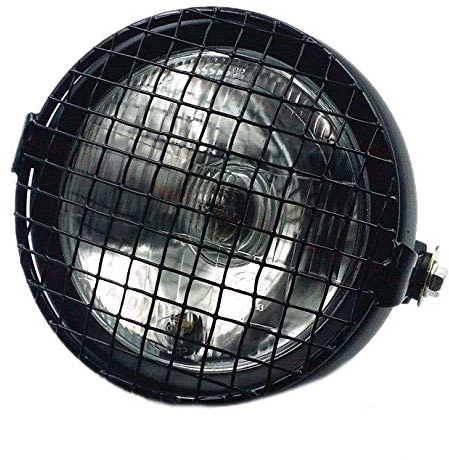 Grill Vintage Side Mount Scheinwerfer Scheinwerfer Lampe Für Motorrad Cafe Racer Bobber Cruiser CB GN 125 XL (Schwarz/Klar)