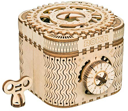 ROKR Treasure Box Modello di Legno 3D da Costruire-modello meccanico Kit di costruzione Kit modello di costruzione con chiavi