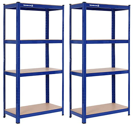 SONGMICS Schwerlastregal, 2er Set, Kellerregal, Lagerregal, 40 x 80 x 160 cm, Regal mit Stahlgestell, bis 520 kg belastbar, 4 verstellbare Ablagen, blau GLR88Q