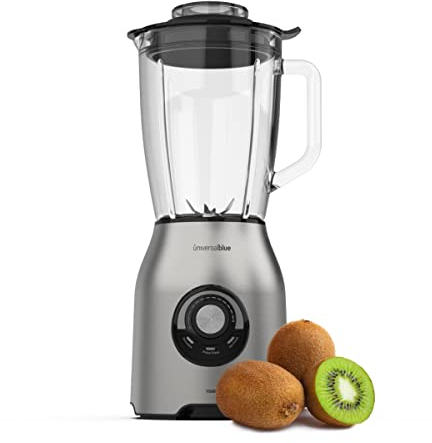 UNIVERSALBLUE Batidora de Vaso Inox 1500W | Licuadora de Smoothies Potente | Batidora Americana con Cuchillas de Acero