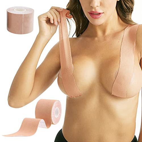 VisSec Soutien Gorge Adhesif, Ruban de Poitrine, Boob Tape, Breast Lift Tape, Push Up Ruban de Poitrine pour Robe, Robe de mariée (A-E Cup) (Couleur), peut être coupé