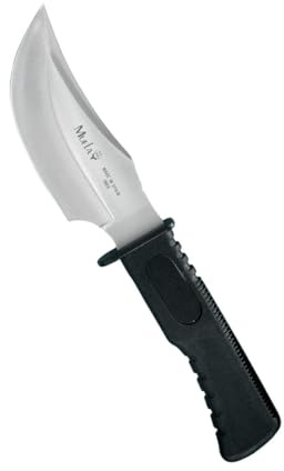 ELECTROPOLIS Cuchillo de Caza Muela SG-12, Mango de Goma Negra, Enterizo, Peso 255 Gramos + Tarjeta Multiusos de Regalo.
