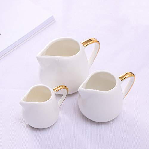 bricco latte Classic Pure White Creamer ceramica con la maniglia, Piccolo Caffè Latte Creamer Pitcher, Set di 3 set piatti