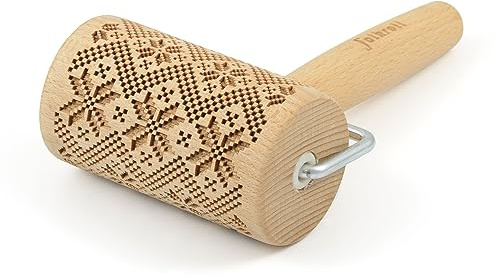 Folkroll Teigrolle Skandinavien Muster, Mini, 9.5 cm, Nudelholz, Prägerolle, Muster, Motiv, Rolle, Buchenholz, 330654