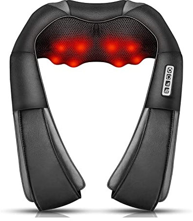 Neck Massager, Deep Tissue 3D Kneading, by iKristin, Portable, with Heat, Shiatsu Massager for Neck, Back, Shoulder, Foot and Leg, at Home and Car, Suitable for Women and Men(Gray)