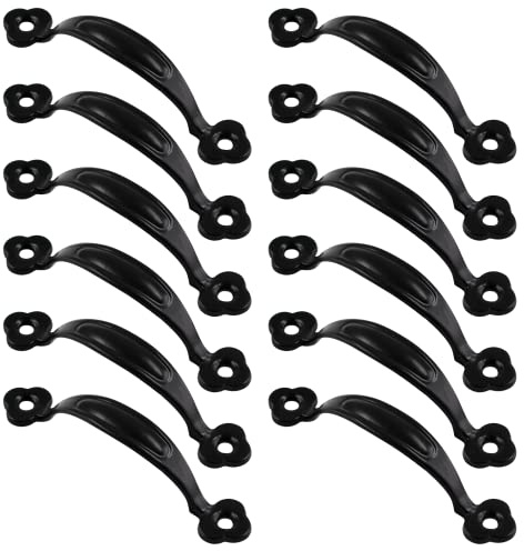 Rierdge 12 Stück 8 cm Vintage Retro Kommode Zug Schwarz Dekorative Griffe Knöpfe Schubladen Griffe für Schmuckkästchen Kleiderschränke 6,5 cm Loch zu Loch mit Befestigungsschrauben