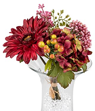 formano Blütenzweig Blumenstrauß Kunstblüte Kunstblumen Strauß Gerbera 26cm Bordeaux
