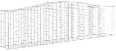 vidaXL Gabioner bågformade 3 st 400x50x100/120 cm galvaniserat järn, gabionkorg, stenmur, gabionmur, gabionkorgar, stenmurar, gabionvägg