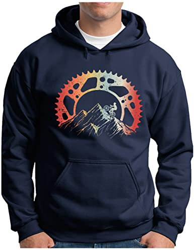 OM3® Mountain Bike Hoodie - Herren - Fahrrad Offroad Mountainbike MTB - Kapuzen-Pullover Navy, M