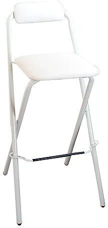 Sedia da Balcone Portatile, Sgabello da Pesca Pieghevole, Sgabello Alto per Adulti, Sedia da Bar per Interni ed Esterni,Sedia Quadrato, Carico ​125kg(White,70cm/27.6in)