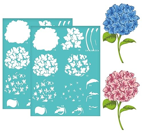 OLYCRAFT 2Pcs 22x28cm Pochoir de Sérigraphie Auto-adhésif en Forme de Feuille d'Hortensia pour la Peinture de Tissu de T-Shirt DIY