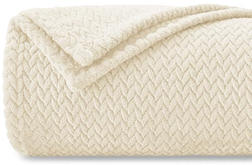 Homebliss Coperta Plaid Pile, Coperta Singolo 130 x 150 cm - Coperta Flanella 280GSM Oeko-TEX®, Caldo Morbida e Leggera, Per letto, Divano, Viaggi, Campeggio - Beige