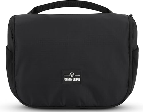 Johnny Urban Kulturtasche Damen & Herren Schwarz - Logan - Stylischer Kulturbeutel zum Aufhängen - Waschtasche Groß für Reise & Travel - Mit Durchsichtigem Beutel für Handgepäck Flüssigkeiten