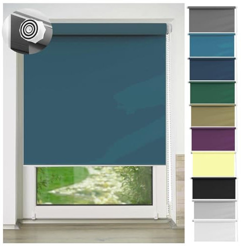 Thermorollo Ohne Bohren 40 x 70 cm Sichtschutz, Lichtschutz, verdunkelnd Rollos Inkl. Aller Montage-Teile für Fenster und Türen, Dunkelblau