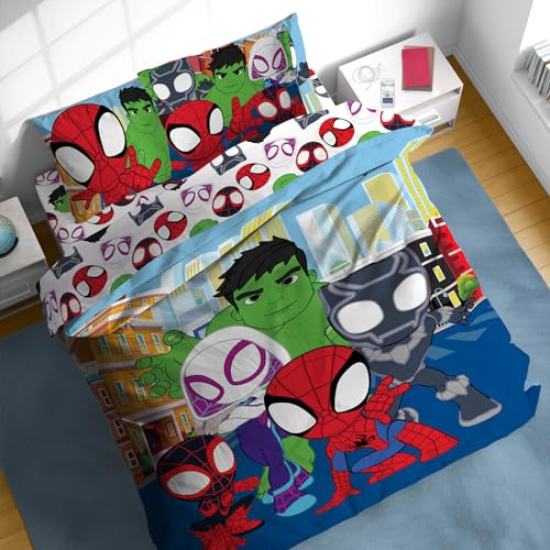 Sunny Side Up Marvel Spidey & His Amazing Friends Full Comforter Set - 7 Piece Kids Bedding Includes Comforter, Sheets & Pillow Cover - Super Soft Superheroes Microfiber Bed Set