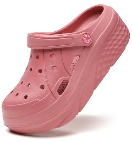 SECHRITE Zuecos de plataforma para mujer, zapatos de jardín, impermeables, para playa, piscina, verano, pantuflas para el hogar, Mariposa rosa profundo, 37 EU
