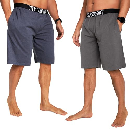 CityComfort Short Pyjama Homme Douillet Tenue D'intérieur avec Poches - Paquet 2