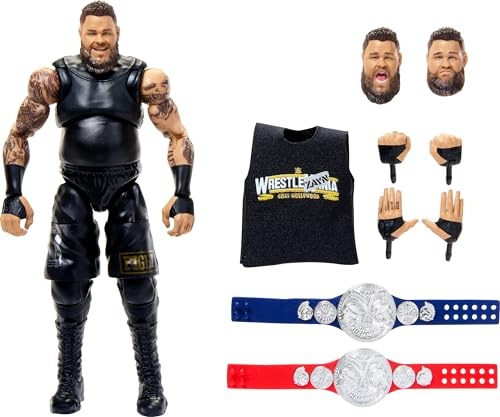 Mattel WWE Ultimate Edition Kevin Owens Sammelfigur mit austauschbarem Zubehör wie zusätzlichen Köpfen und austauschbaren Händen