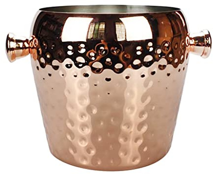 ice bucket, Round Hammered Design Ice Bucket Bottles Home Bar Wine Cooler Stainless 1L (Color : A, Size (A