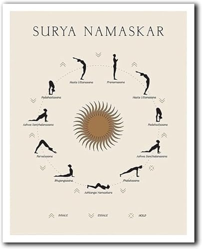 ORCOW Sunny Salutation Poster Surya Namaskar Asanas Art Poster Physic Gym Lovers 50x70cm