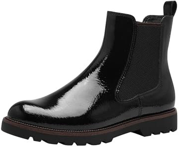 Tamaris Damen Chelsea Vegan; BLACK PATENT, EU 38
