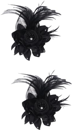 DOITOOL 2stücke Handgemachte Blumen Brosche Haarschmuck Für Damen Und Mädchen Schwarz Für Besondere Anlässe Leicht Und Zu Tragen Vielseitig Einsetzbar Als Haarnadel Oder Schmuckstück