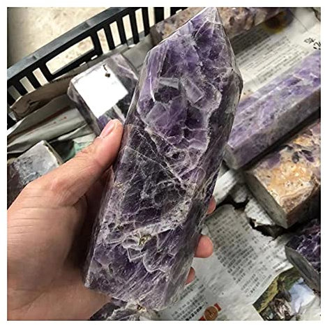 RVBLRDSE Gift for Family Natural Dream Amethyst Crystal Pillar Cures Crystal Pillar Tower Lucky Stone Raw Stones and Minerals Crystal Specimen (Size : 1000-1300g)