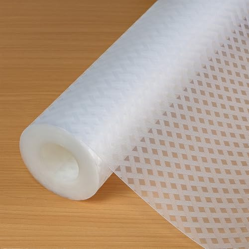 Hersvin Lådmatta 40 cm x 500 cm skåppapper lådinsats Eva vattentät icke-självhäftande underlag matta för köksskåp (genomskinliga/korsade ränder)
