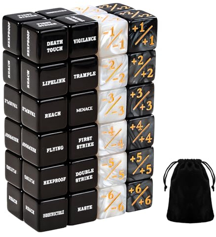 48 Stück MTG-Zähler, Würfelzähler, Marmor-Schlüsselwort-Zähler, Lebenszähler, Würfel, kompatibel mit Magic Card Game Zubehör, CCG Creature Stats (Classic, 48)