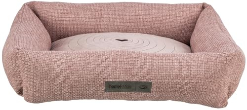 TRIXIE Hundebett Viviana eckig, mit Samtbezug – 60 x 50 cm, altrosa | Kuschelig weicher Schlafplatz, waschbar – für kleine Hunde, integriertes Kissen und rutschfester Boden