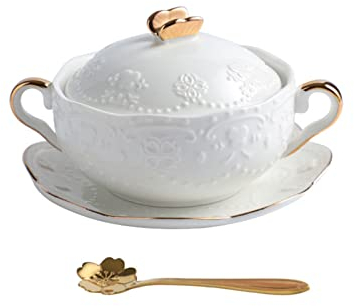 DDNGEJ Zuccheriera Ciotola Zuppiera Ciotole in Ceramica Stufato Noodle Cupcooking Ceramica Piccola Porcellana Zucchero candito Condimento Manici di Frutta Barattolo di Ramen Istantaneo