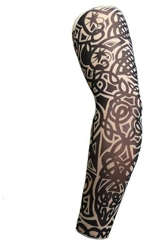 Delusion Tattoos Tribal Celtic Nylon Stocking Tattoo Sleeve - Black Nylon/Spandex Temporary Tattoo Slip on Arm Warmer Breathable Men Women Children