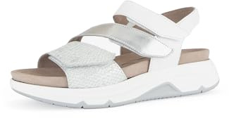 Gabor Damen Sandaletten, Frauen Sandalen,Moderate Mehrweite (G),Strandschuhe,Sommersandalen,bequem,flach,Silber/Weiss,40 EU / 6.5 UK