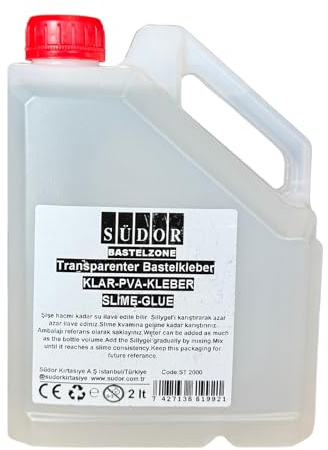 Transparent pyssellim. Klart PVA-lim. Lösningsmedelsfritt lim för barn. Lämplig för att göra slem själv. Giftfri. Vattenbaserad (2 liter)