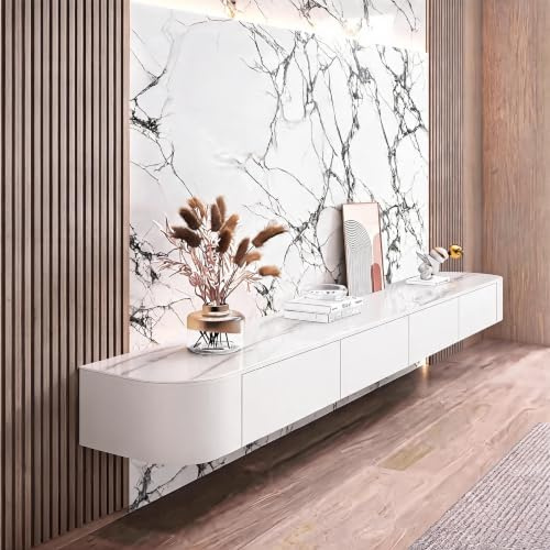 XDXINY TV-Hängeschrank aus Massivholz, für Wohnzimmer, Zuhause, hängender Couchtisch, TV-Ständer, 140, 160, 180, 200, 220, 240 cm, mehrere Größen (steinweiß, 220 x 20 x 24 cm)