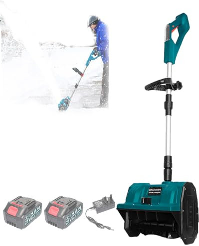 Pala da Neve Ricaricabile, Pala da Neve elettrica, Larghezza di Pulizia 32 cm, Distanza di Lancio 6 m, Regolazione di 45° della direzione della Neve, Pieghevole, Portatile e Leggera, Adatta