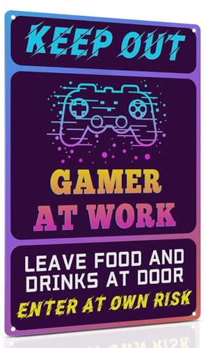 Funny Gamer Sign, Gaming Accessories, Gaming Stuff Neon Gamer Gifts For Boys Metal Poster, Gaming Room Decor Tin Sign | Cool Stuff Gift For Bedroom, Fortnite Gifts For Boys