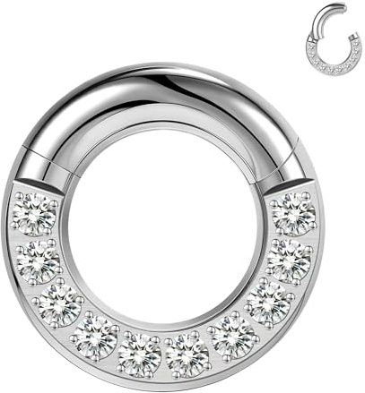 ZS Chirurgischer Stahl Segmentring Clicker Hinged Segmentring, Zirkonia Septum Nasenringe Körperschmuck für Männer Frauen