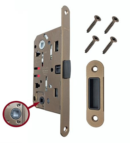 Serratura AGB Mediana Evolution con solo Scrocco Centrale per Porta Interna. (Bronzato WC)
