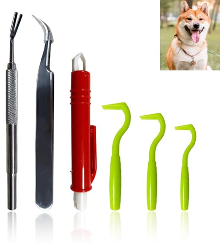 ALLY-MAGIC Set di 6 pinze per zecche per cani e zecche, set completo per rimuovere le zecche E22-NZ