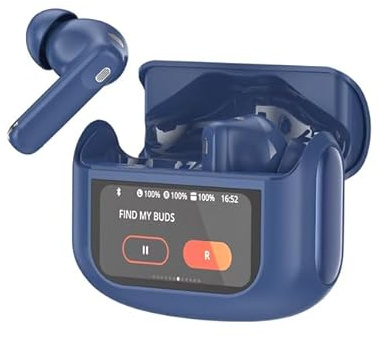 Touchscreen Bluetooth Kopfhörer, In Ear Kopfhörer Kabellos Bluetooth 5.4 mit ANC+ENC Noise Cancelling Mic, 48Std Immersiver Tiefer Bass Earbuds mit 5 EQ-Modi, IP7 Wasserdicht Ohrhörer, USB-C Blau