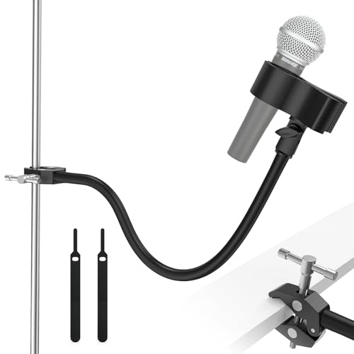 ZealSound Gooseneck Microphone Stand with Clamp, Flexible 19'' Boom Arm Mic Mount for Desk & Pipes, Compatible with Blue Yeti, Snowball, Razer, Pyle, Podcasting & Streaming