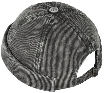 Clakllie Corduroy Docker Cap herr sjömansmössa keps utan skärm justerbar sjömansmössa trendig brimless hatt vintage beanie, CDGE-FM25Q08-grå, one size