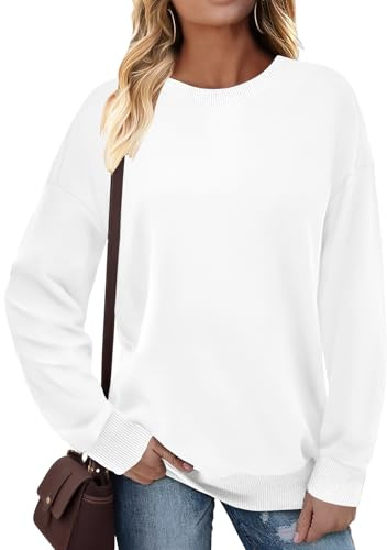Cuptacc Pullover Damen Sweatshirt Langarm Rundhals Kontrast Langarmshirt | Rundhalsausschnitt,Oversized,Bündchen,Drop-Schulter,Langarm,Herbst,Winter,Casual,Women