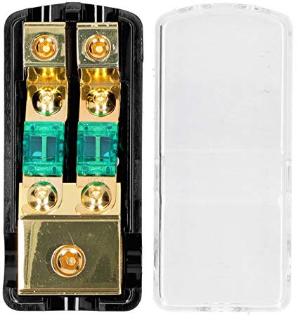 Klanata 0/4 AWG a 4/8 AWG en la Caja del Soporte de fusibles con la Cubierta Transparente 1 en 2 Bloque de distribución de energía de Audio para automóvil, camión, Bote, RV