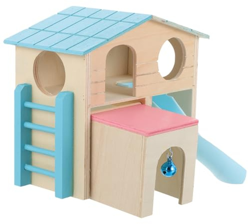 Gadpiparty Maison de Jeu en Bois Accessoire Résistant la Déchirure l'usure pour Hamster Toboggan et Échelle Aire de Jeux Ludique et Solide pour Petits Animaux