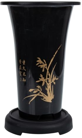 NUOBESTY Maceta para Orquídeas Grande de Cerámica Negra con Bandeja Maceta para Interior Resistente con Orificio de Drenaje Jardinera Decorativa para Plantas y Flores Diámetro 207 MM